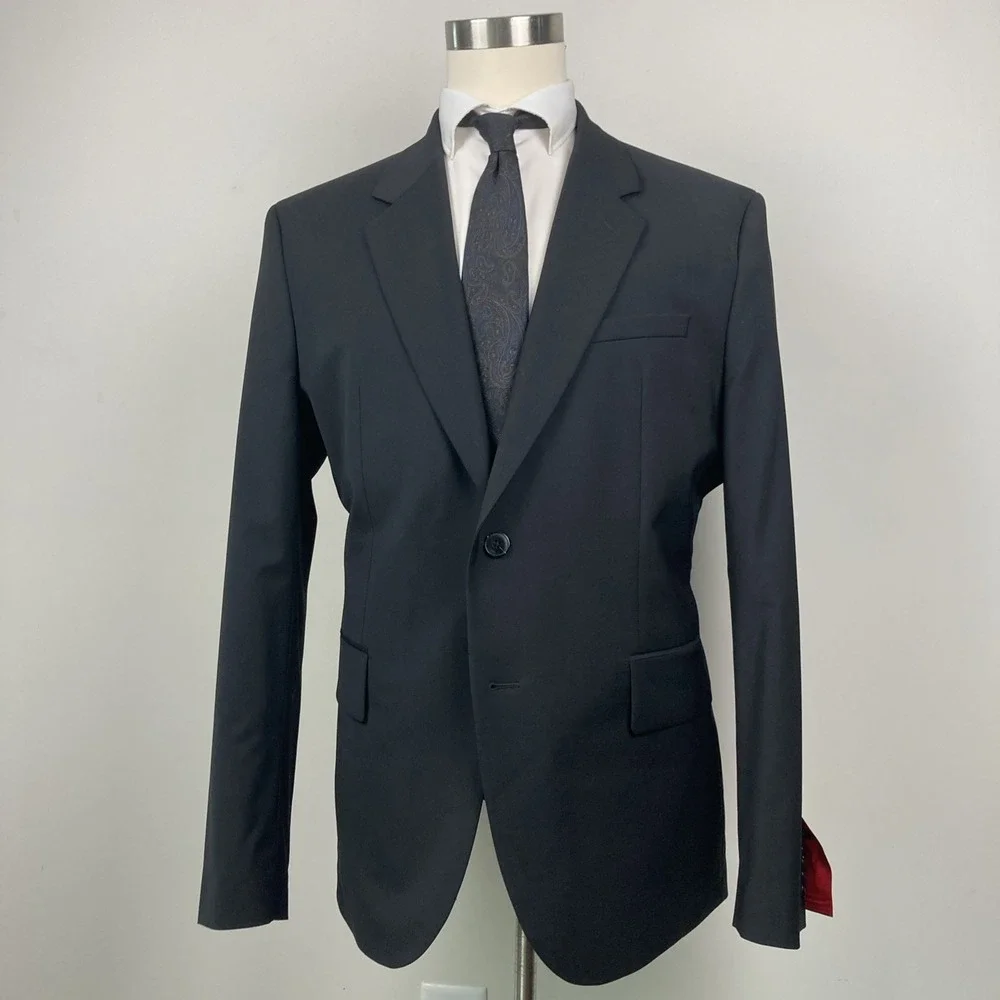 HUGO BOSS Black Wool Karl232X Mens Blazer Suit Jacket‎ Sport Coat 46R